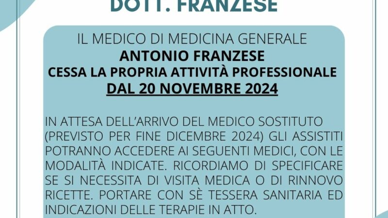 All’attenzione dei pazienti del Dr. Franzese!