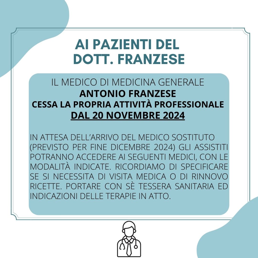 All’attenzione dei pazienti del Dr. Franzese!