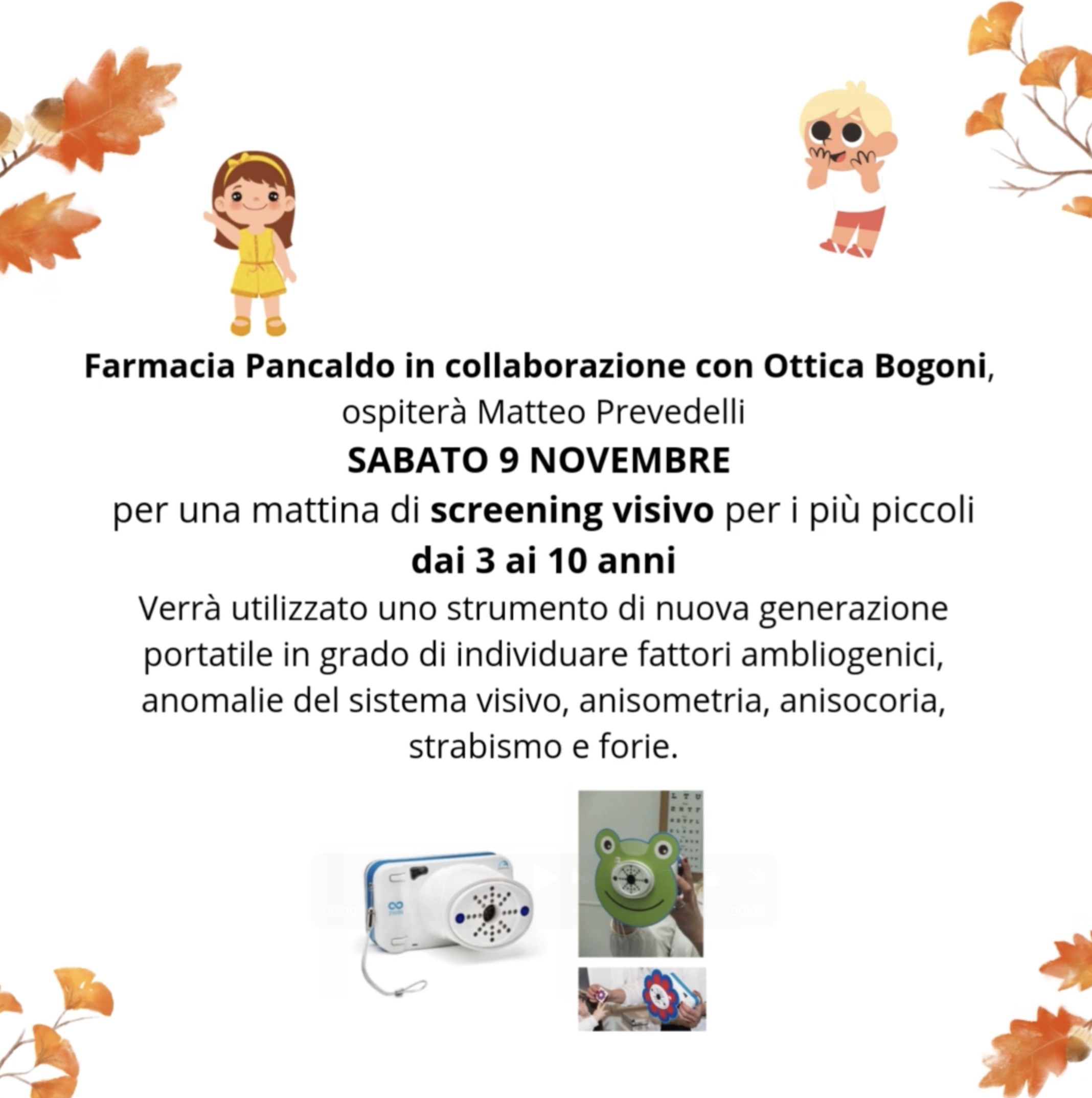 Screening visivo per i bambini della scuola materna ed elementare