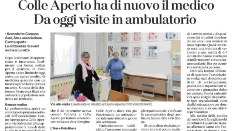 Buone notizie per l’assistenza sanitaria nella nostra area